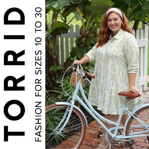 Torrid Belle Isle Green & White Damask Tropical Mini Shirt Dress, 1x, NWT!